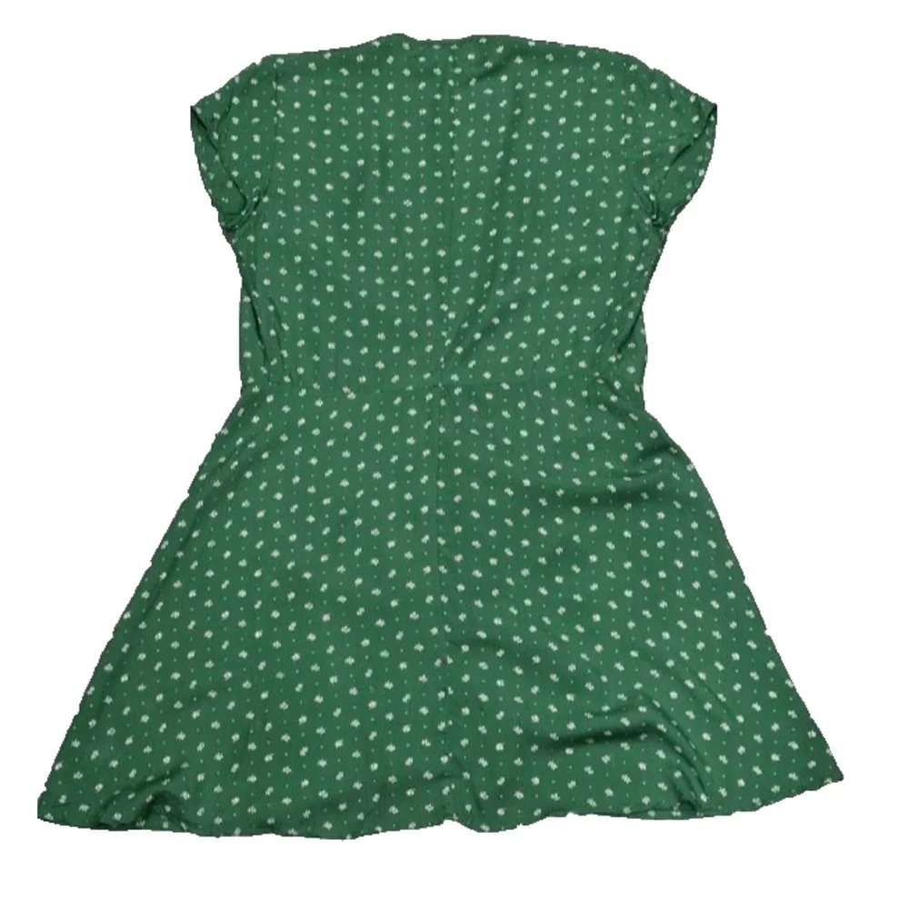 REFORMATION Jeans Green Floral Print V-Neck Tencel Mini-Dress Small A004980 - Picture 8 of 8